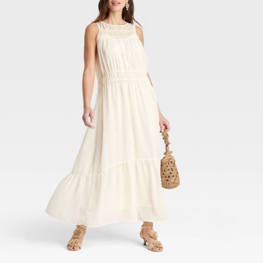 A New Day - Cream Chiffon Maxi Dress Size Various Sizes